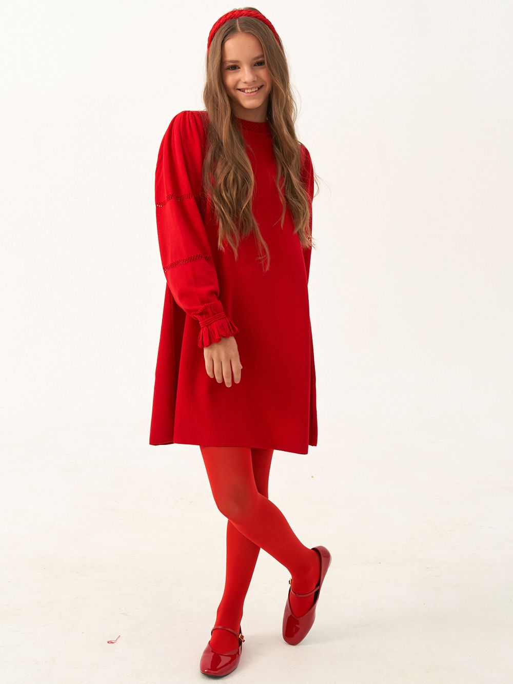Платье для девочки с длинным рукавом AT1039 красный