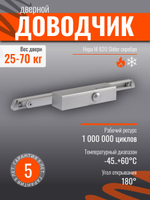 Дверной доводчик НОРА-М 830 Slider от 25 до 80 кг, со скользящей тягой, графит