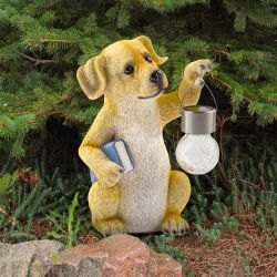 Садовая фигура ЭРА ERASF22-09 из полистоуна Умный пес 27 см | Садовые декоративные светильники