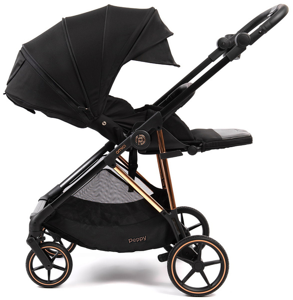 Прогулочная коляска Peppy Amici с автокреслом Verona Beige Black рама Gold
