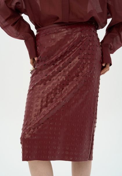 Юбка из перфорированной эко-кожи Лия