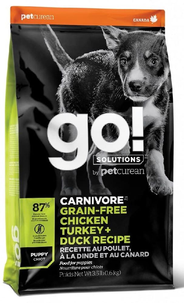 GO 10кг  Беззерновой корм для Щенков всех пород - 4 вида мяса: Индейка, Курица, Лосось, Утка