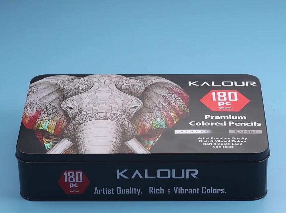 Карандаши акварельные Kalour 180 цветов металлический пенал