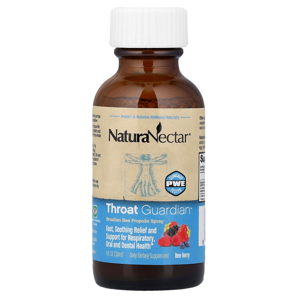 NaturaNectar, NaturaNectar®, Throat Guardian™, спрей с бразильским пчелиным прополисом, "ягодная смесь", 30 мл (1 жидк. унция)