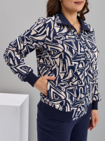 Костюм с брюками КБ-184/синий-треугольникиабстракция