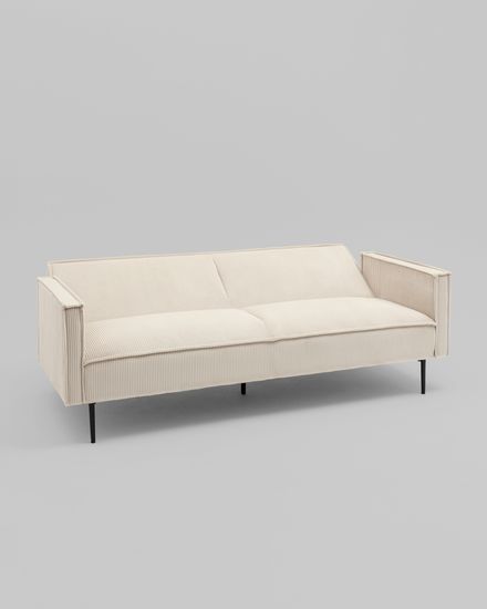 Диван прямой раскладной Кассель велюр рельефный молочный