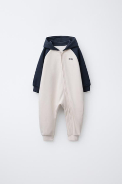 ZARA КОМБИНЕЗОН С КОНТРАСТНЫМИ ЦВЕТНЫМИ БЛОКАМИ, СИНИЙ