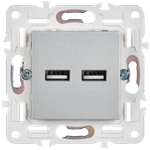 SKANDY Розетка USB A+A 3,1А SK-R15S серебряный IEK
