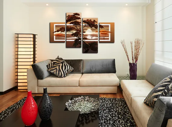 Модульная картина "Закат над Африкой"