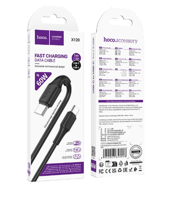 Кабель TypeC - TypeC HOCO X120 60W (черный) 1м