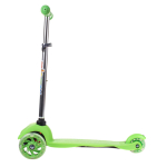 Самокат трехколесный, колеса PVC со светом 110мм, зеленый, размер 52х10,5см, ручка металл.съемная