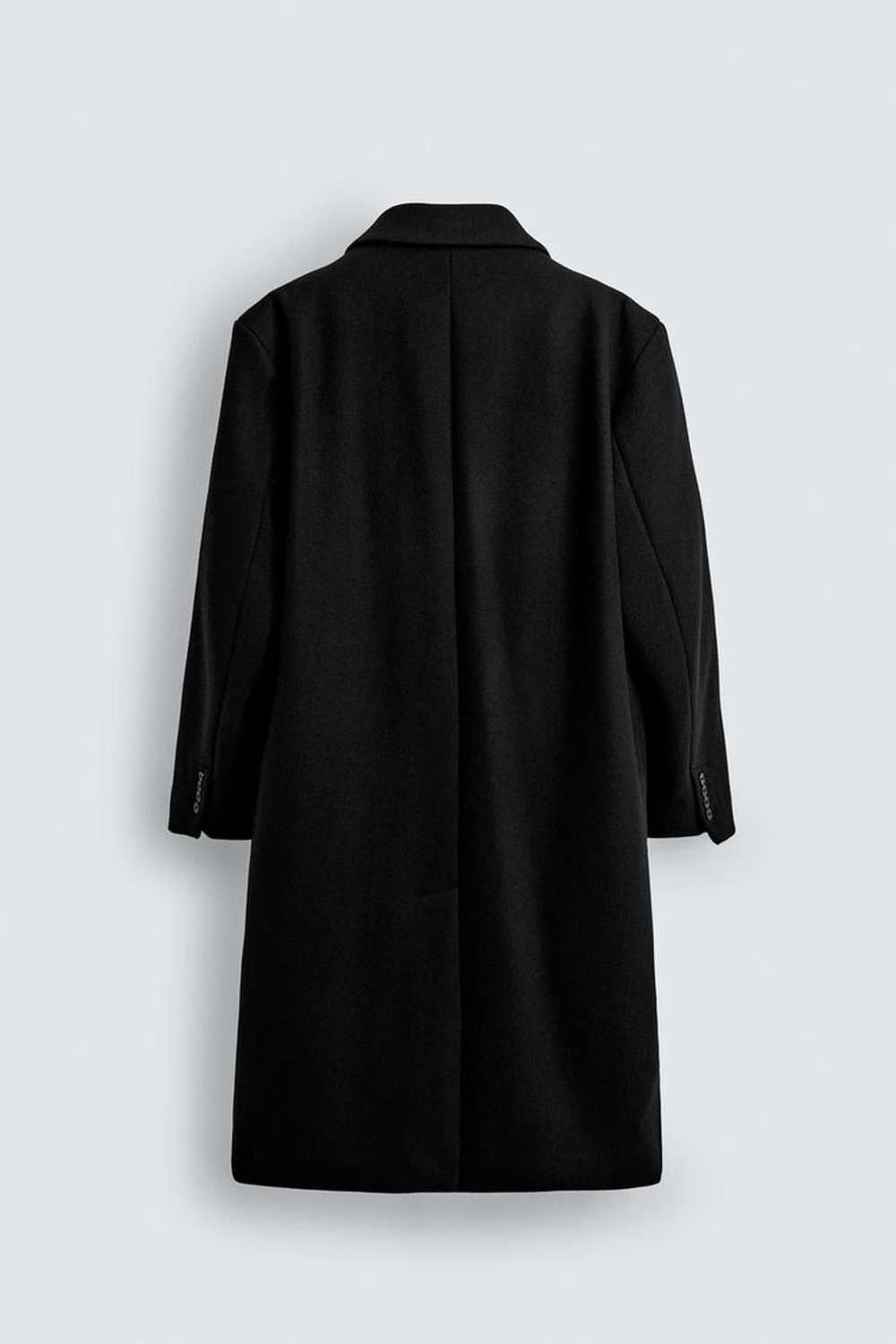 ZARA ДВУБОРТНОЕ ПАЛЬТО ОВЕРСАЙЗ ИЗ СМЕСОВОЙ ШЕРСТИ, ЧЕРНЫЙ