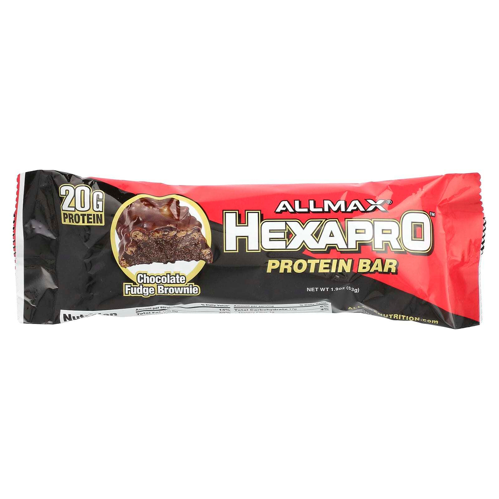 ALLMAX, Hexapro™, протеиновый батончик, брауни с шоколадной помадкой, 53 г (1,9 унции)