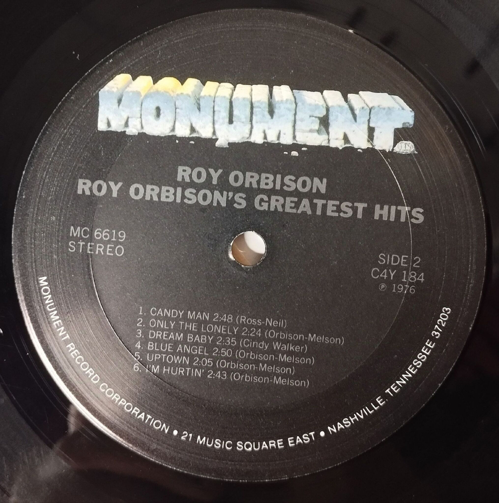 Винтажная виниловая пластинка LP Roy Orbison Greatest Hits (USA 1977)