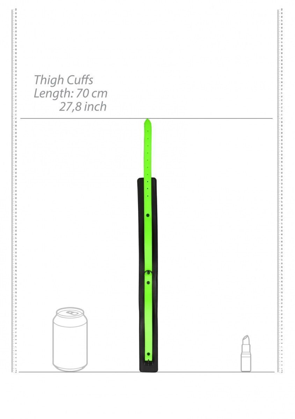Набор для бондажа Thigh Cuffs with Belt and Handcuffs - размер S-M (Размер: S-M) (Цвет: черный с зеленым)