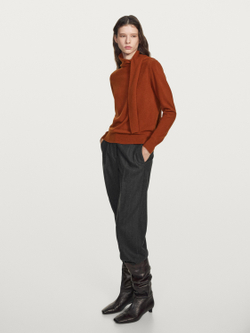 Massimo Dutti Свитер из смесовой шерсти с платком, терракотовый