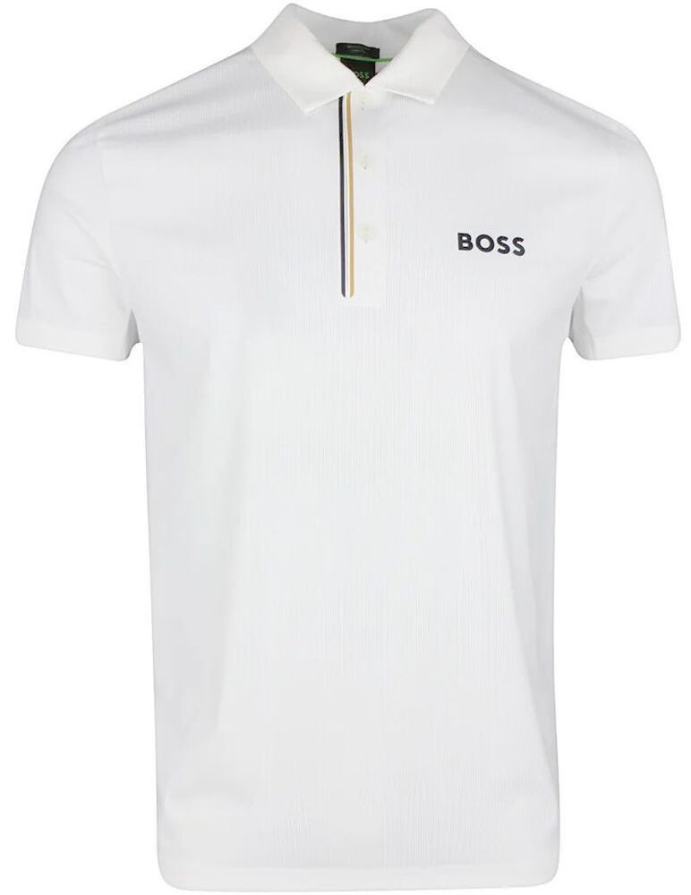 Мужское теннисное поло BOSS Paddy In Quick-Dry Ribbed Fabric - белый