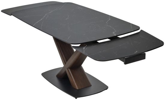 Стол BLANCO 160 MATT BLACK MARBLE SOLID CERAMIC / Орех