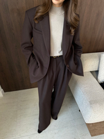 Брюки из вискозы на заниженной талии коричневые