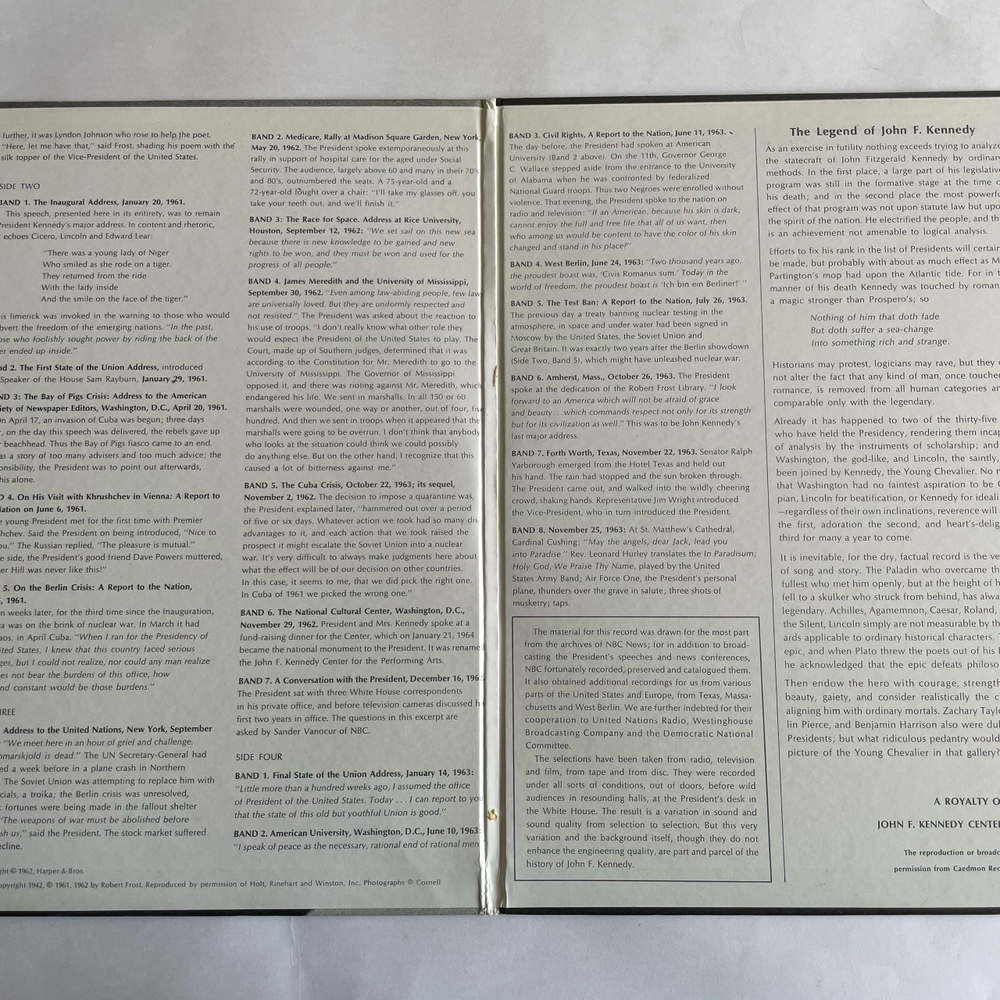 Винтажная виниловая пластинка LP Джон Ф. Кеннеди, John F. Kennedy, John F. Kennedy, A Self Portrait (The Gallant Warrior Of The Thousand Days) (США 1964)