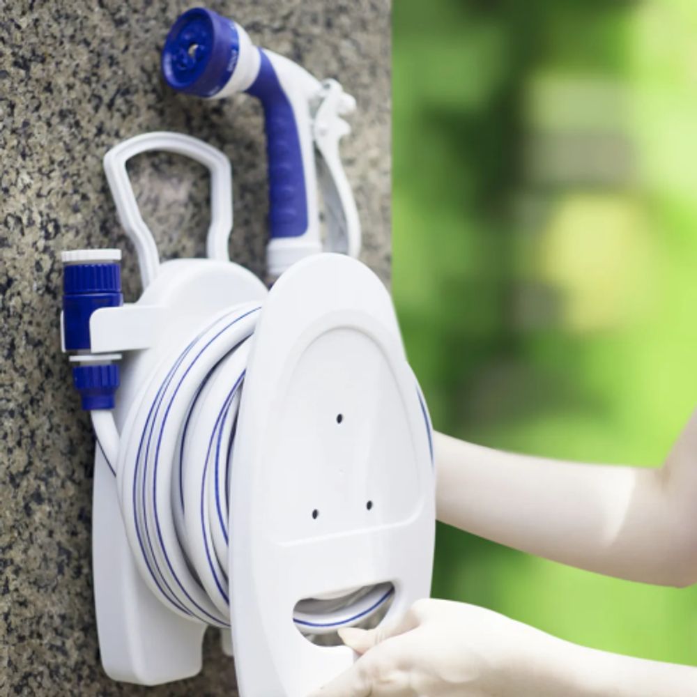 GWHR6-051 GREEN APPLE Катушка компактная (mini) с ручкой + шланг 9,5 мм х 10 м с пластик. пис | Аксессуары для полива Green Apple