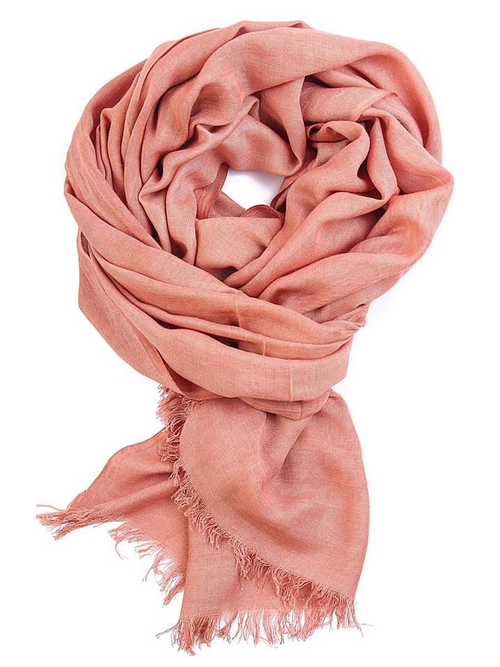 Палантин Вискоза 100% цвет бледно-терракотовый, бахрома размер 180 x 70 см.