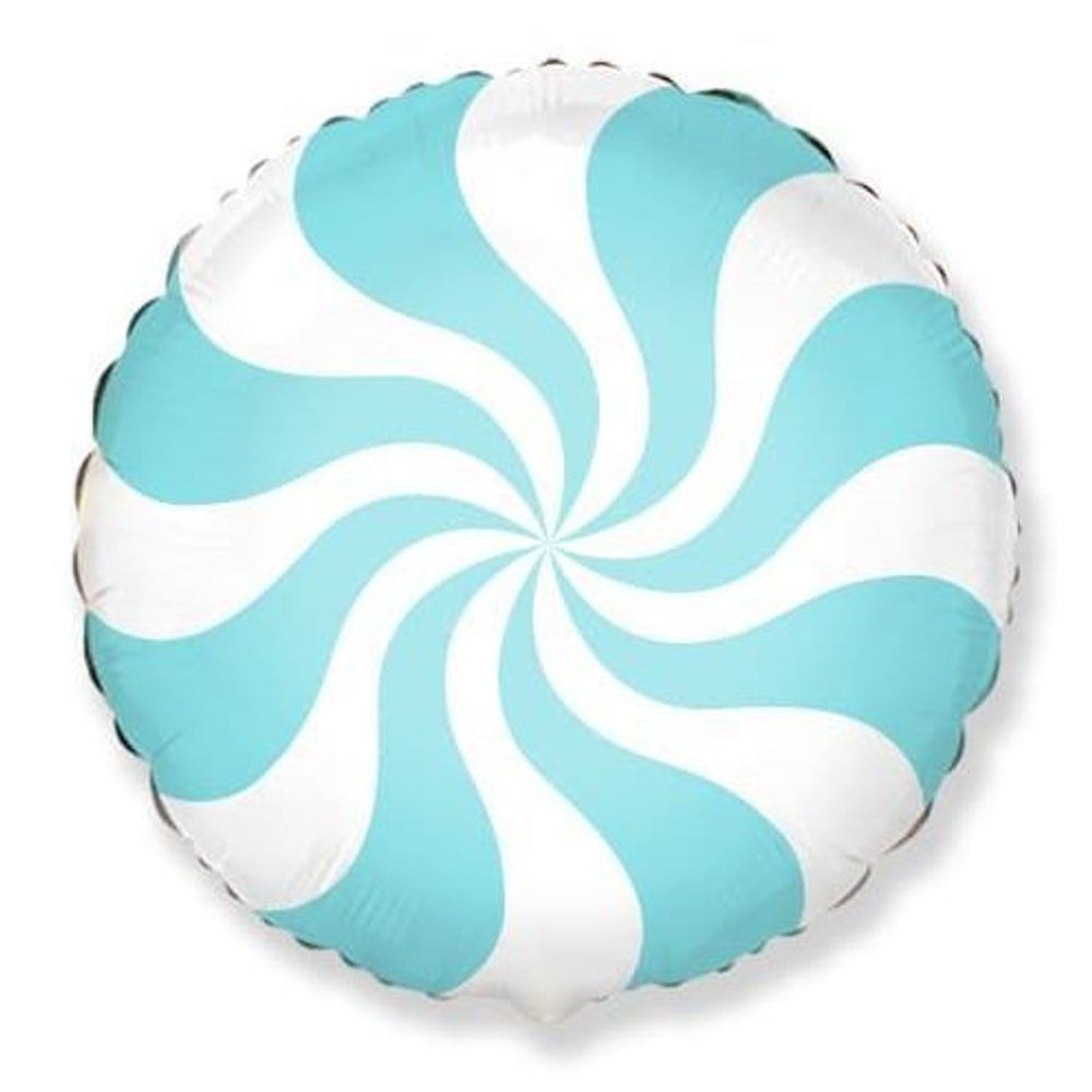 Фольгированный шар круг , леденец, голубой, 46 см