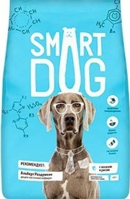 Smart Dog 800г Сухой корм для взрослых собак всех пород Лосось и рис