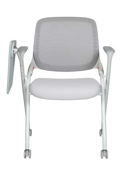 Стул Норден / Свифт / Swift / серая сетка / серая ткань / белый каркас / пюпитр / ролики