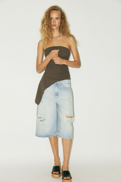 ZARA ТОП БАНДО ИЗ РЕЛЬЕФНОЙ ТКАНИ, ТЕМНЫЙ ХАКИ