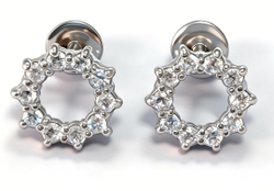 Ювелирные серьги-пусеты из серебра 925 пробы с фианитами