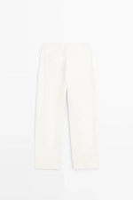 БРЮКИ ИЗ ЛЬНА С ПОДВЕРТЫШАМИ - MASSIMO DUTTI