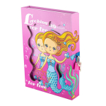 Блокнот в футляре, 14,5 см * 20,5 см, 7БЦ, Alingar, ламинация, замочек, линия, 45 л., "Русалочка с рыбками"