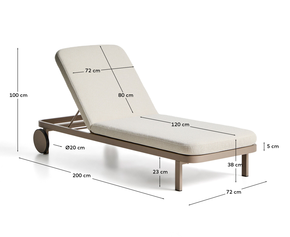 Шезлонг Kionia из алюминия цвета таупе