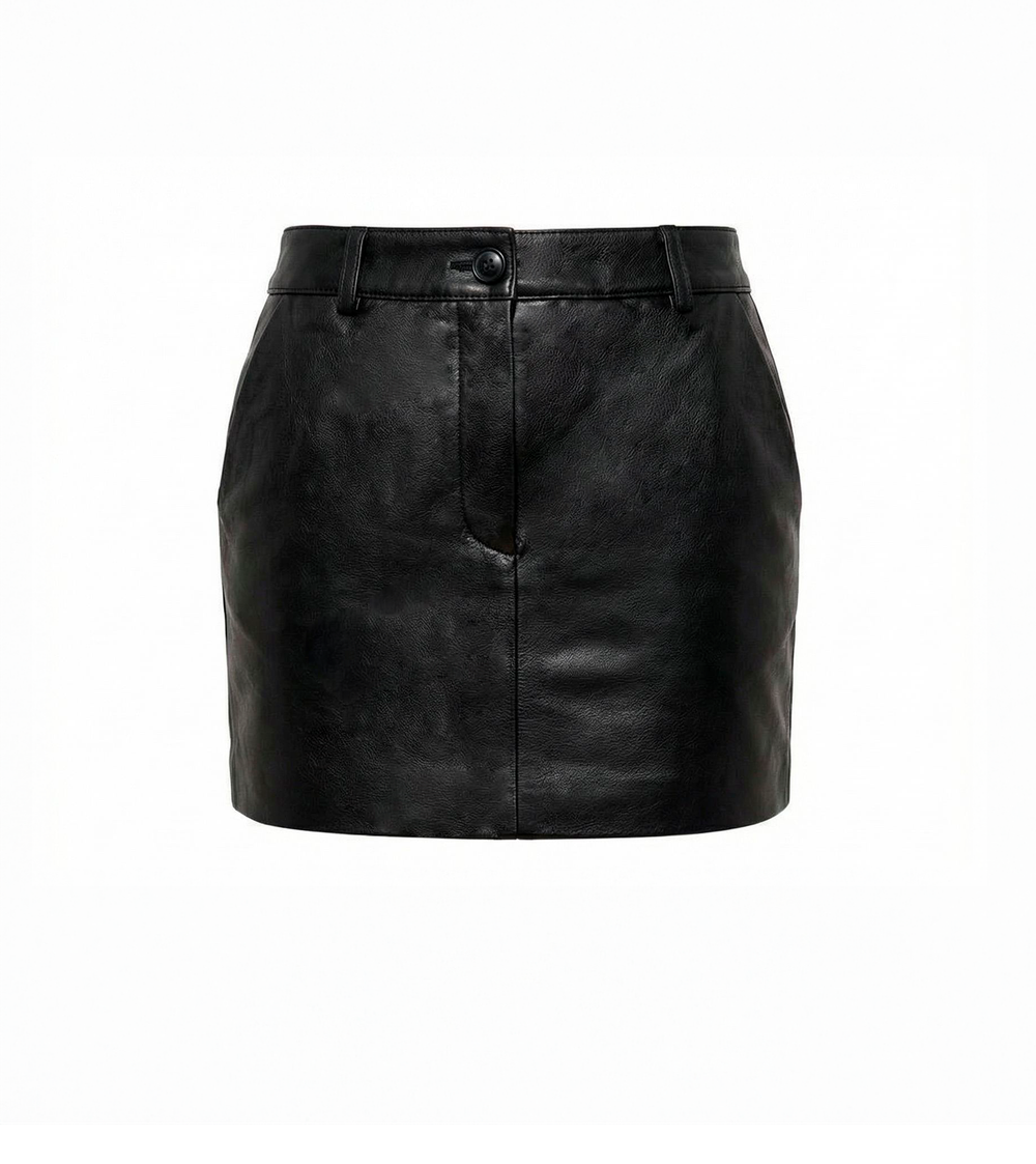 Кожаная юбка мини