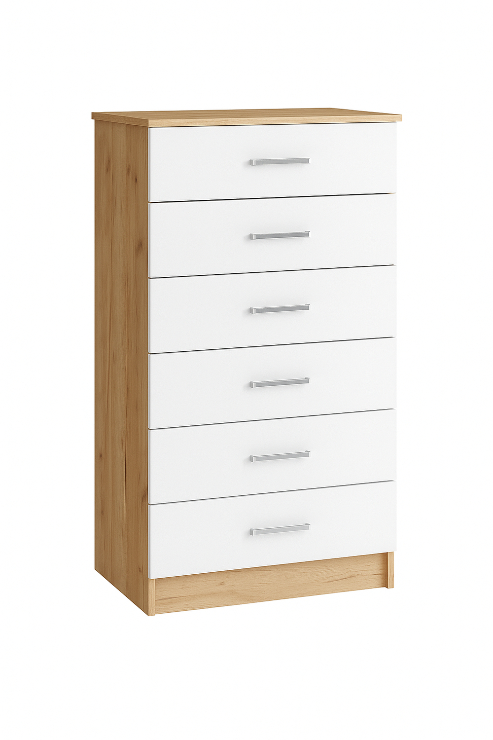 Комод высокий Катрин 4, дуб крафт золотой/белый