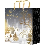 Пакет подарочный с глянцевой ламинацией 32,4*44,5*10,2см «Золотистая деревня»