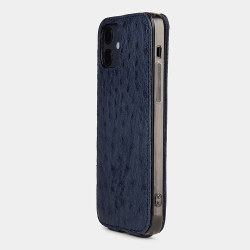 Special order: Чехол для iPhone 12/12Pro из кожи страуса, синего цвета