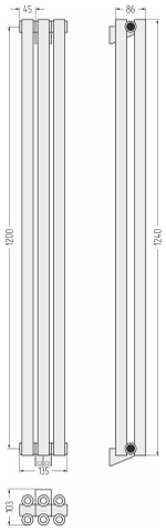 Сунержа Эстет-00 1200х135 3 секции