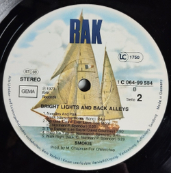 Винтажная виниловая пластинка LP Smokie Bright Lights and Back Alleys (Germany 1977)