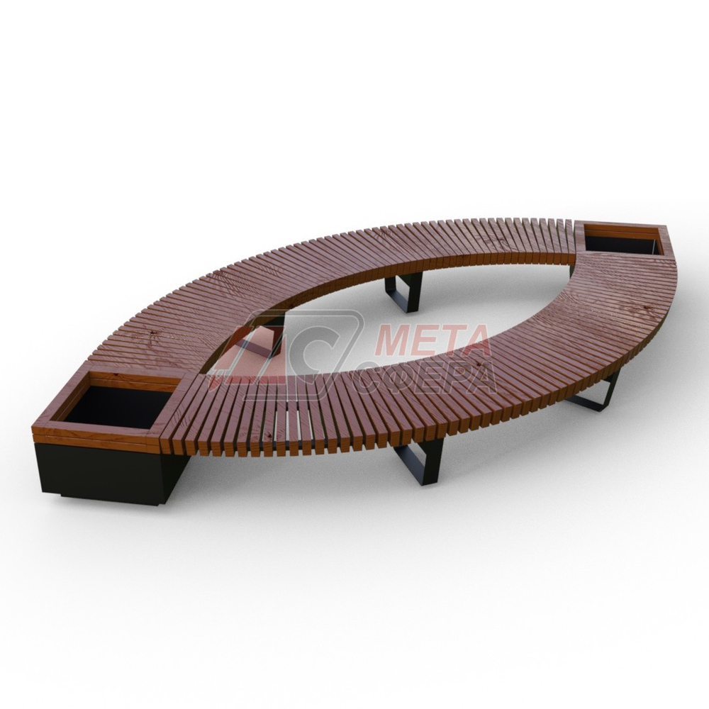 Лавка Rail Road 02 Лист с 2-мя вазонами