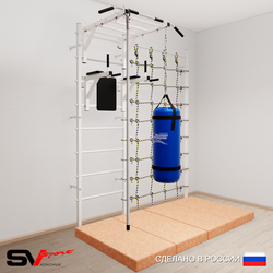 Шведская стенка Sv Sport усиленная 64070 (Турник рукоход/Брусья/Канат/Цепь/Мешок 30кг/Мат 2м/Канатный лаз)