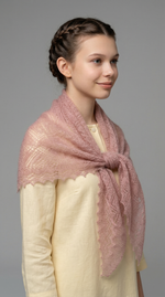 Оренбургский пуховый платок-паутинка А100-06 магнолия