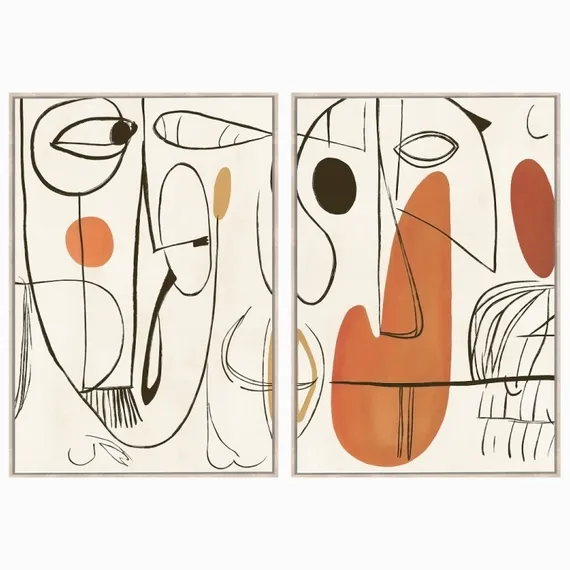 Набор из 2 постеров Sentiment 100х70 см, бежевый, чёрный, оранжевый