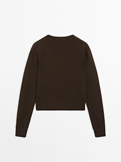 Massimo Dutti Кардиган с пуговицами со стразами, шоколадный