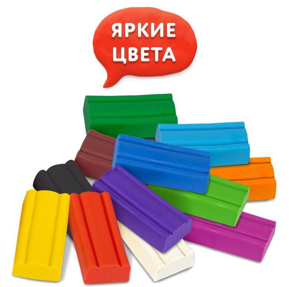 Пластилин мягкий 12 цветов 180г со стеком "ВЕСЕЛЫЙ ШМЕЛЬ" (ЮНЛАНДИЯ)