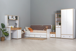 Шкаф для одежды Вуди 13.138, Белый премиум, Дуб Золотой