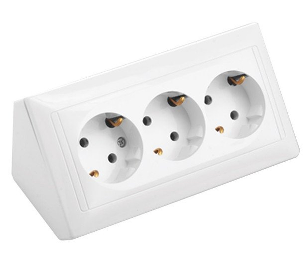 Розетка 3 местная Bylectrica СТИЛЬ БЛОК угловая 16А с/з белая IP20