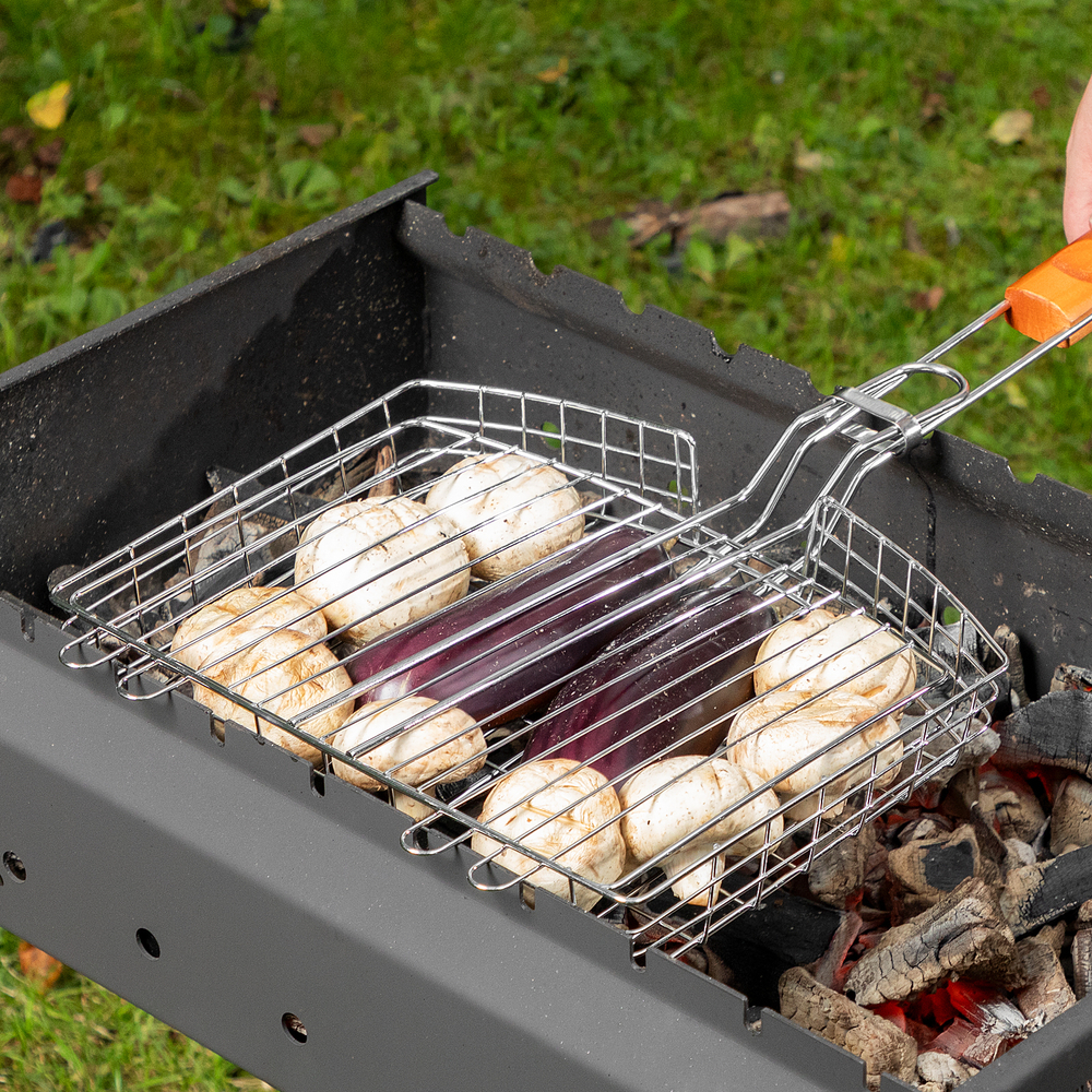 Решетка гриль 305 х 235 х 55 мм, объемная, хромированная Camping Palisad 69559