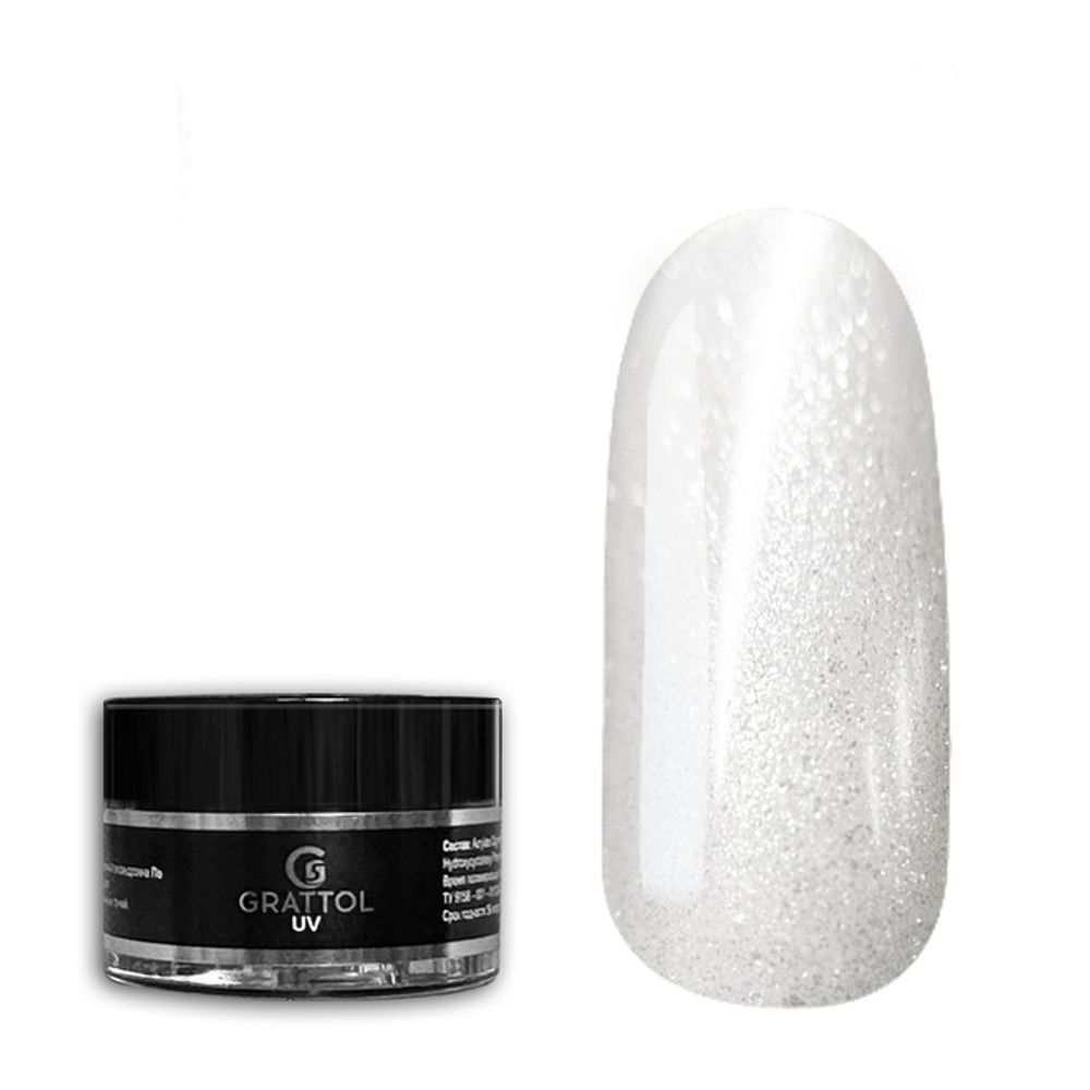 Grattol Camouflage Gel White Glow 03 - Гель молочный с шиммером, 15 мл